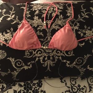Pink and gold swim top