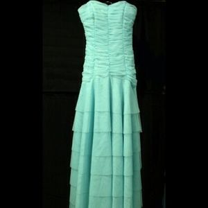Light Blue Strapless Formal Dress