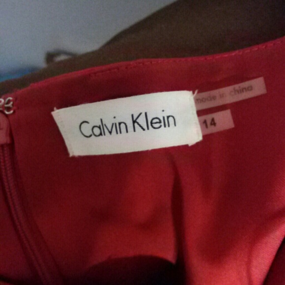 Red Satin Stitch Dress Calvin Klein