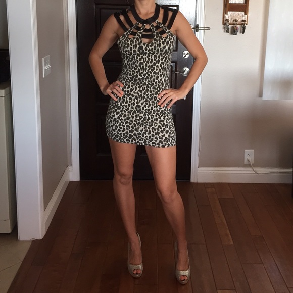 MODEL ROCKS leopard dress