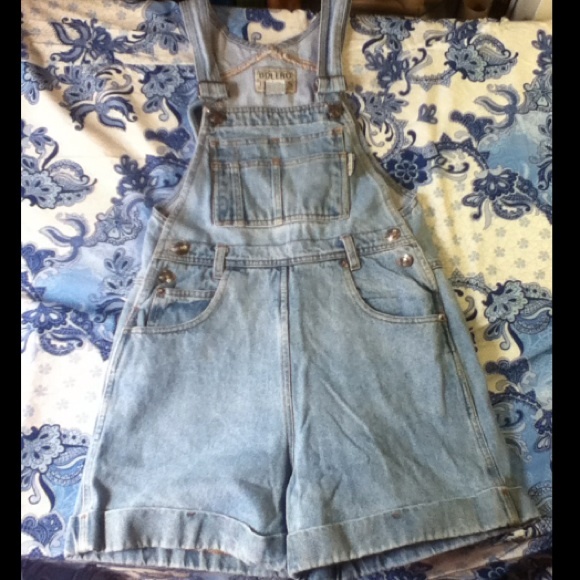 Light Wash Overall Shorts