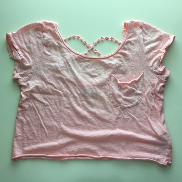 Hollister pink crop with cross back