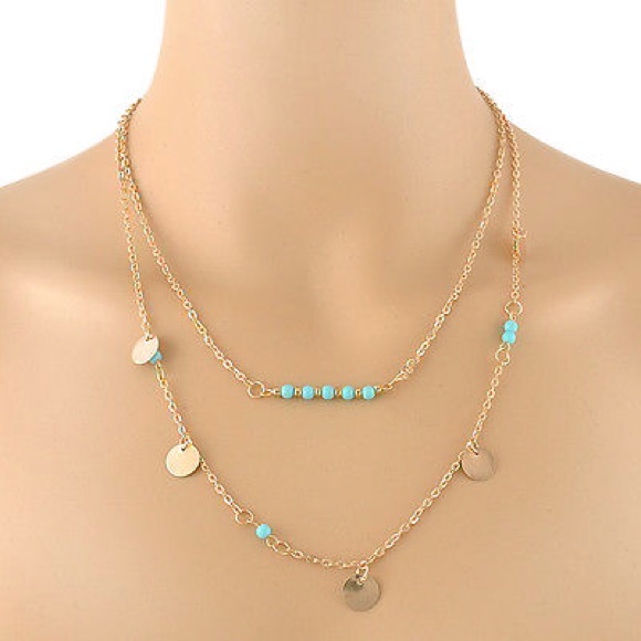 2layers coins beads necklace