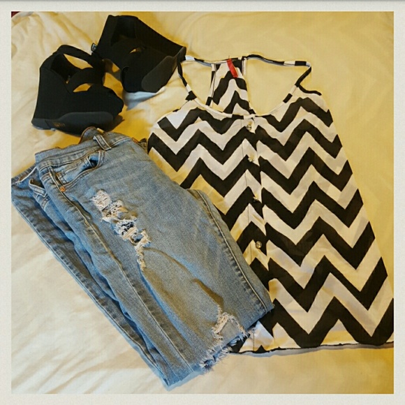 Black and White Chevron Tank