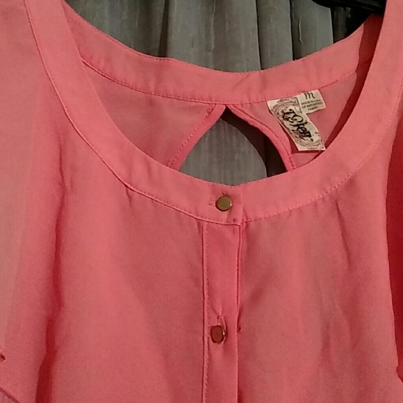 🌺 SOLD 🌺 L8ter Nightfever Coral Sheer Top 🌸 - Picture 2 of 4