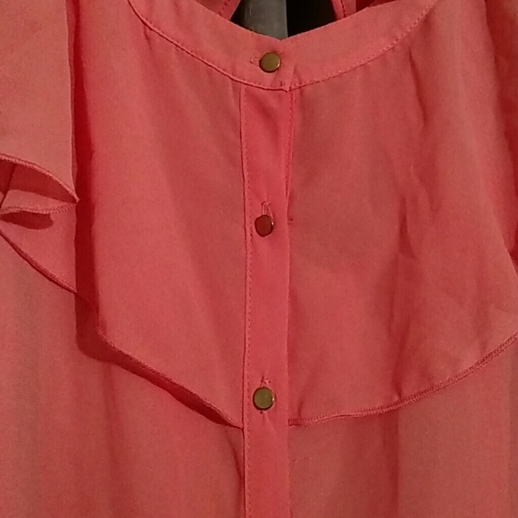 🌺 SOLD 🌺 L8ter Nightfever Coral Sheer Top 🌸 - Picture 3 of 4