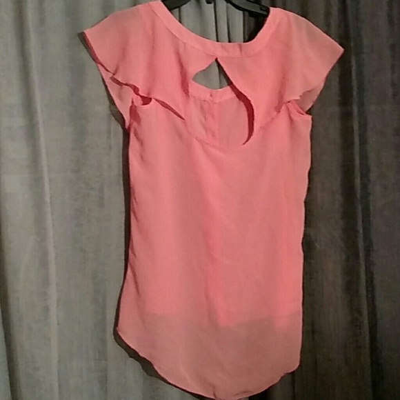 🌺 SOLD 🌺 L8ter Nightfever Coral Sheer Top 🌸 - Picture 4 of 4