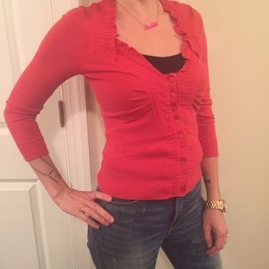 Red Anthropologie cardigan XS