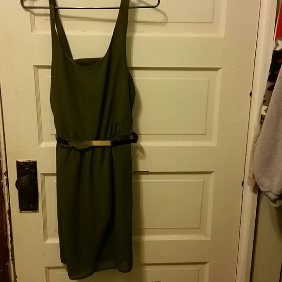 Forest green dress.