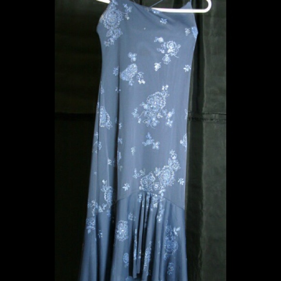 Navy blue with sequin designs knee length dress