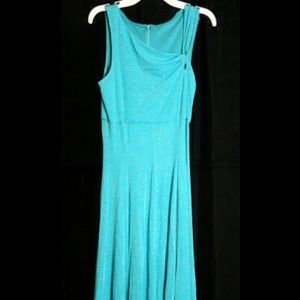 Turquoise sequin knee length dress