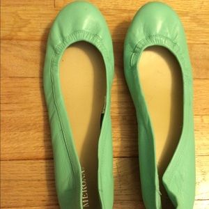 Mint green leather flats