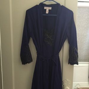 Navy blue nightgown and matching robe