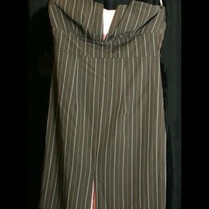 Black and Pink Pinstriped Knee length dress