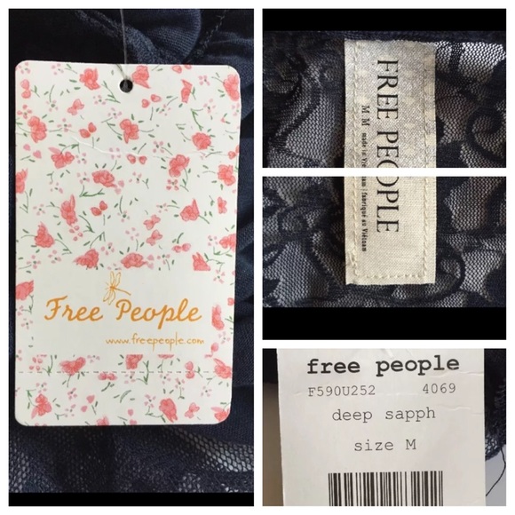 Free People Long Lacy Tank Dress Navy Open Back - Picture 3 of 4