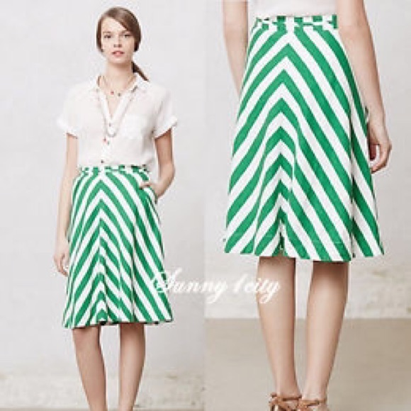 Anthropologie spearmint stripe skirt