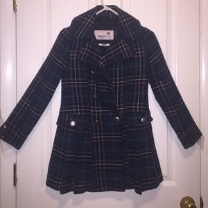 Navy blue and purple peacoat