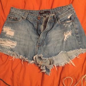 High waisted denim shorts