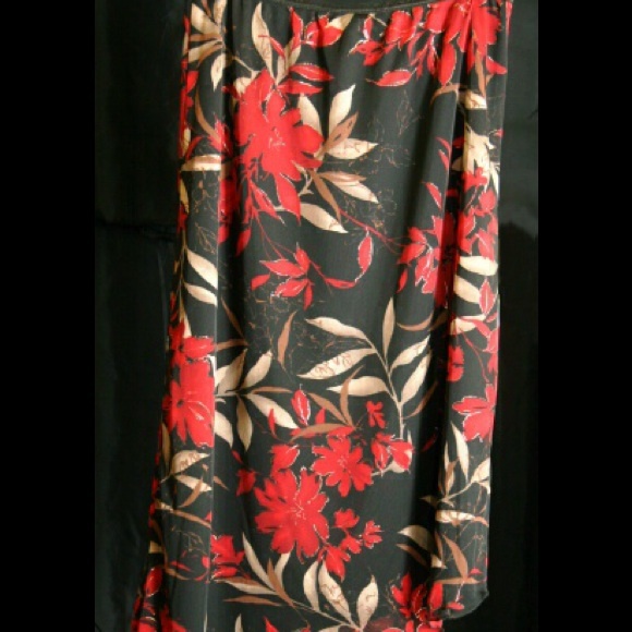 Red Floral Skirt