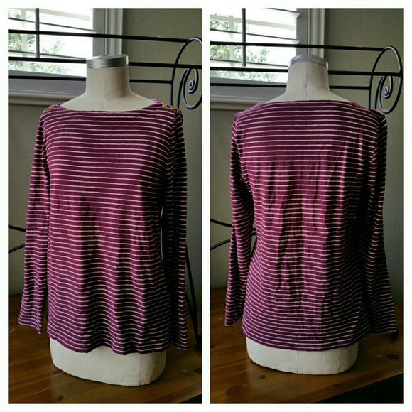 NWOT J.Crew Painters Burgundy/Beige Striped Tee