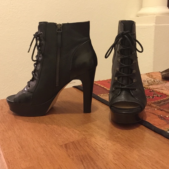 Black combat booties Buren boots