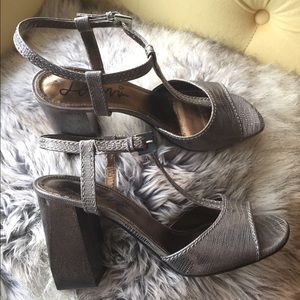 Lanvin Leather T-Strap Sandal, Silver