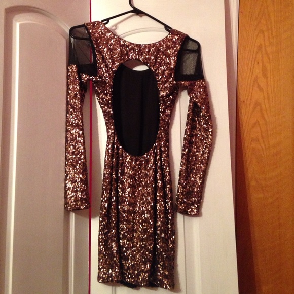 Dress the population jaden copper cut out dress