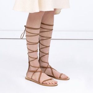 ZARA LEATHER ALLIGATOR SANDALS