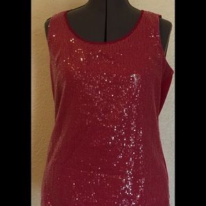 Shimmering Jersey Tank Top: Fushia