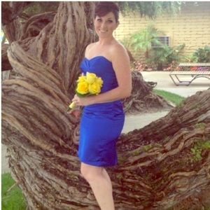 Satin stretch David's bridal bridesmaid dress