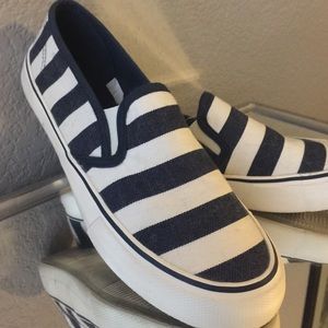Striped slip on shoes
