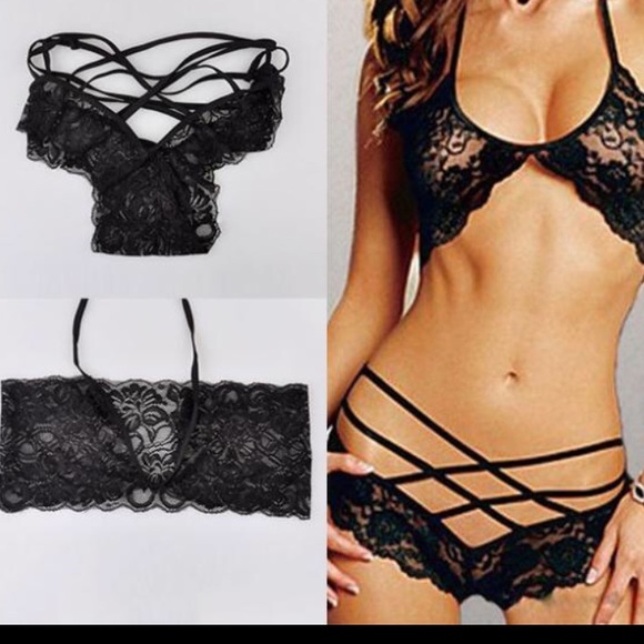 Sleepwear set black lace