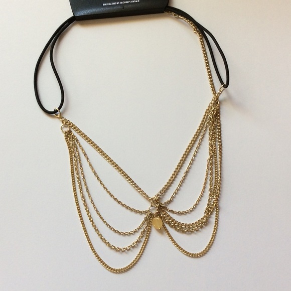 NWT draped faux gem head chain in faux gold - Picture 4 of 4