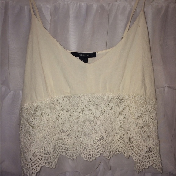 Off white lace Crop Top