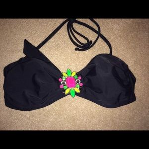 Black strapless swim top