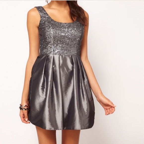 🆕 ASOS Gray Sequin Evening Formal Prom Dress