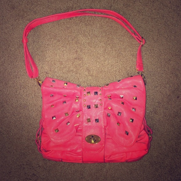 Pink studded bow purse