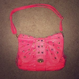 Pink studded bow purse