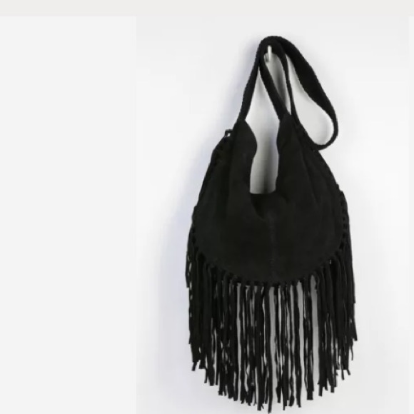 Ecote black fringe suede XL hippie bag - Picture 3 of 4