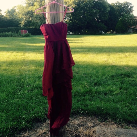 High low chiffon dress in wine