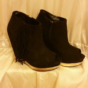 Forever 21 Black Fringe Booties