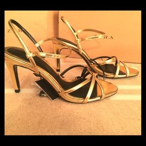 Zara Gold sandals heels