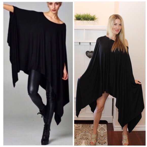 Boutique Tops - 🆕 Oversized Tunic Poncho Style Top, Black