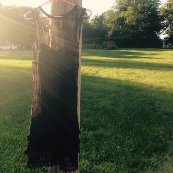 Black lace overlay cocktail dress