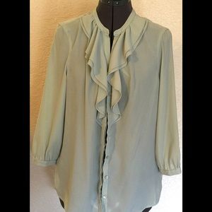 Soothing sage, loose fitting blouse!