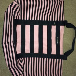 Pink and Black Striped Bag