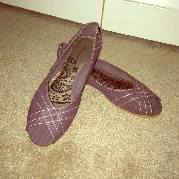 Purple peep toe flats