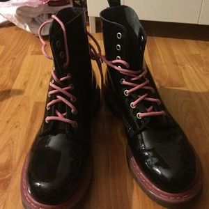 black and pink doc martens