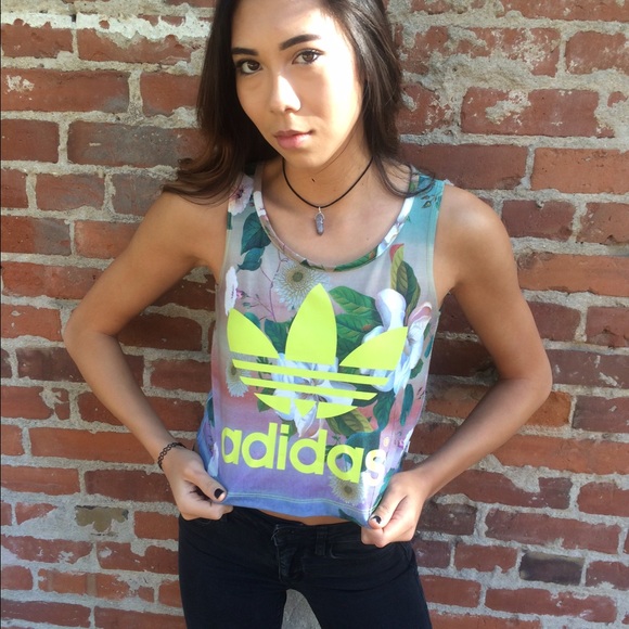 Adidas floral tank top size xs