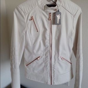Guess White faux leather jacket *BRAND NEW*
